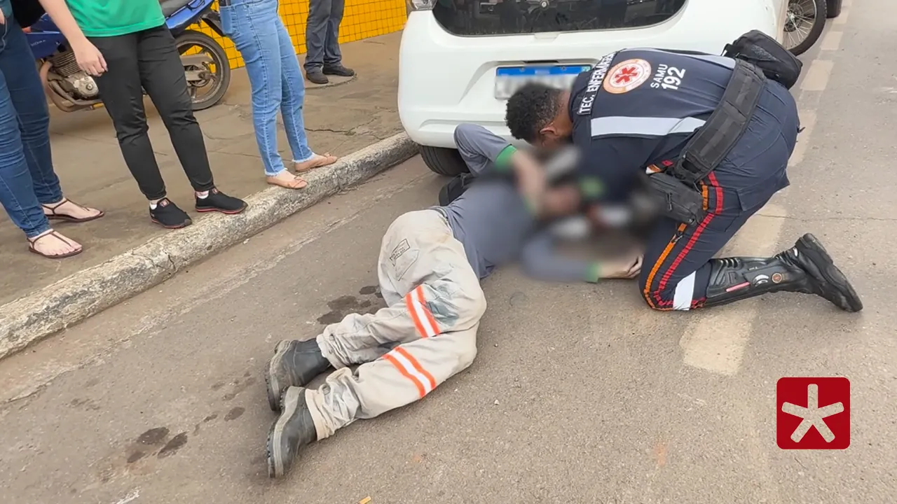 Motociclista fica ferido em acidente de trânsito na Rua Major Gote, em Patos de Minas 