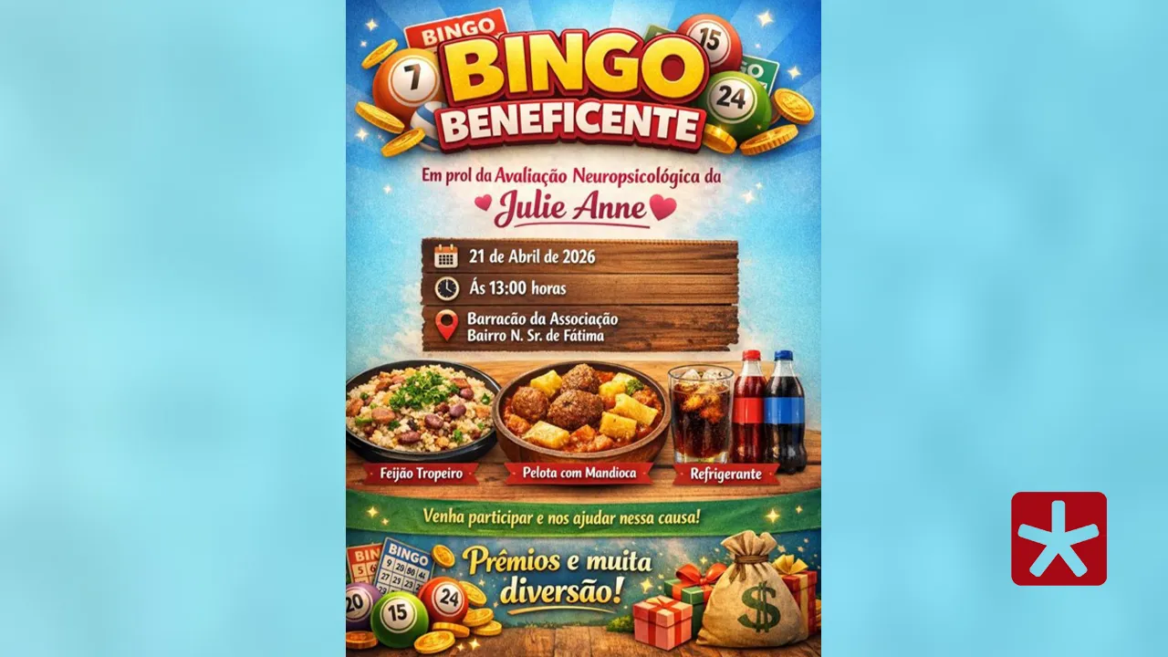 Bingo beneficente busca arrecadar recursos para avaliação neuropsicológica de jovem